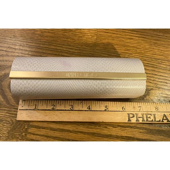 JIMMY CHOO Ivory SNAKESKIN AUTHENTIC EYEGLASSES SUNGLASSES CASE W/CLOTH - Picture 4 of 5